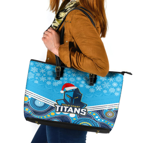 custom-titans-rugby-christmas-leather-tote-bag-merry-xmas-2023-mix-aboriginal-art