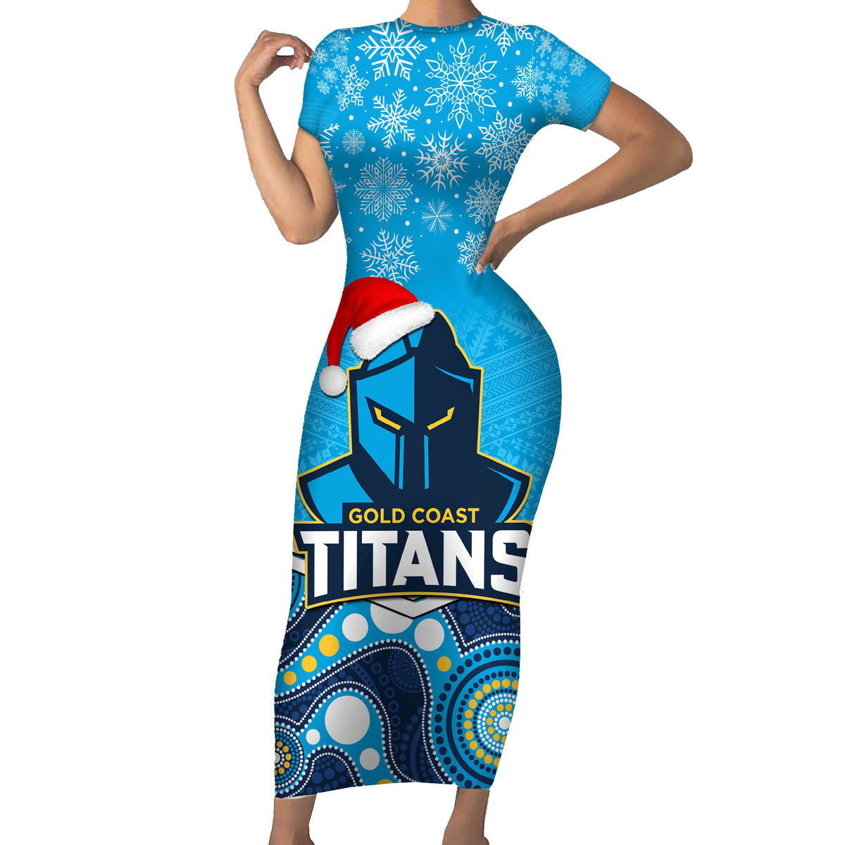 custom-titans-rugby-christmas-short-sleeve-bodycon-dress-merry-xmas-2023-mix-aboriginal-art