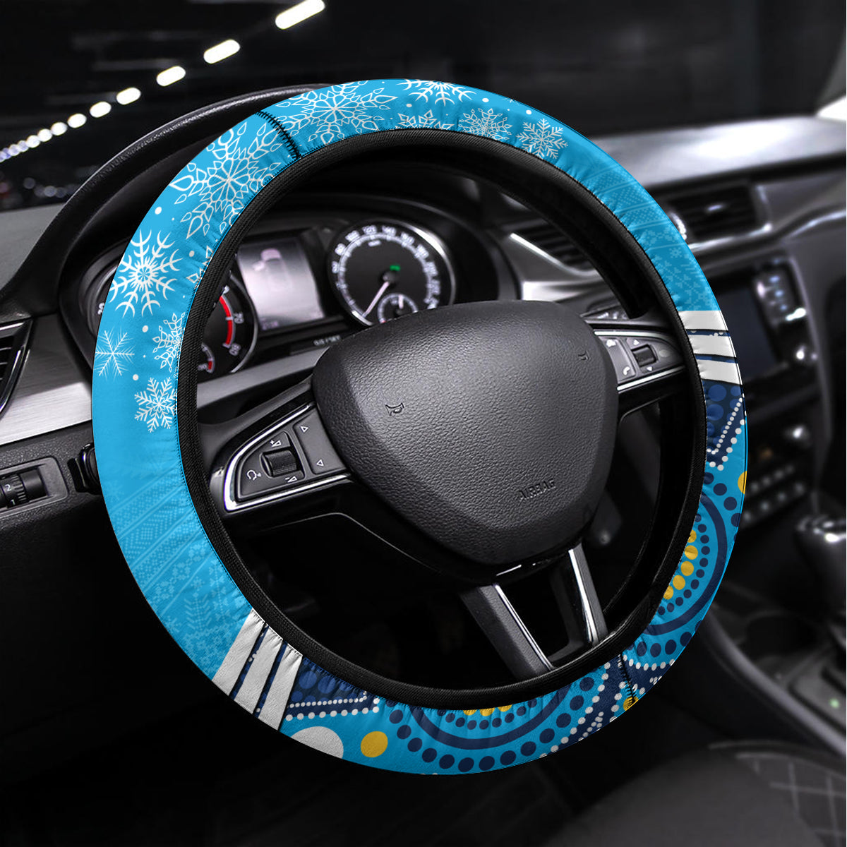 Titans Rugby Christmas Steering Wheel Cover Merry Xmas 2023 Mix Aboriginal Art