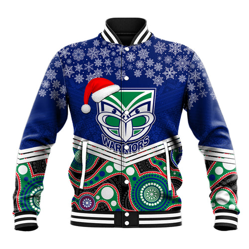custom-warriors-rugby-christmas-baseball-jacket-merry-xmas-2023-mix-aboriginal-art