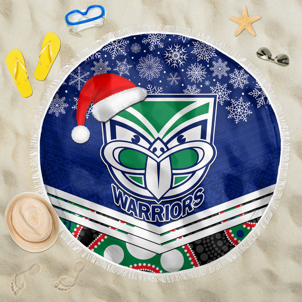 custom-warriors-rugby-christmas-beach-blanket-merry-xmas-2023-mix-aboriginal-art