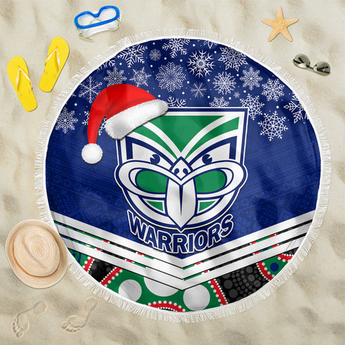 custom-warriors-rugby-christmas-beach-blanket-merry-xmas-2023-mix-aboriginal-art