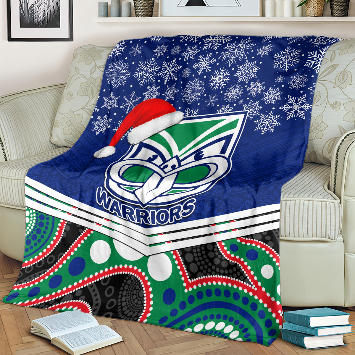 custom-warriors-rugby-christmas-blanket-merry-xmas-2023-mix-aboriginal-art