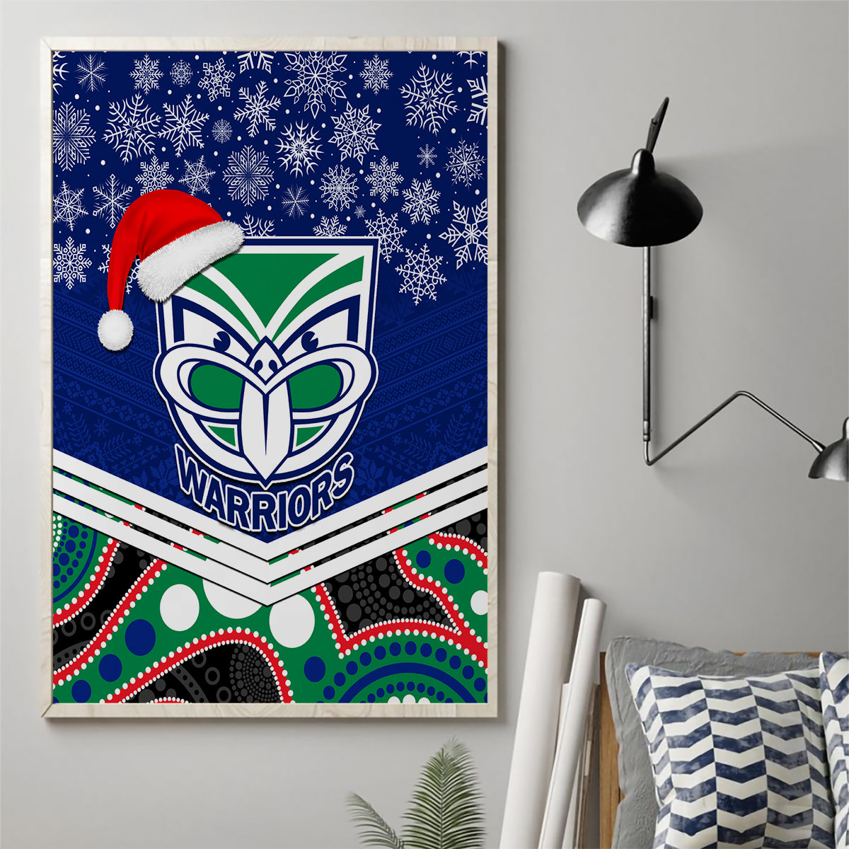 custom-warriors-rugby-christmas-canvas-wall-art-merry-xmas-2023-mix-aboriginal-art
