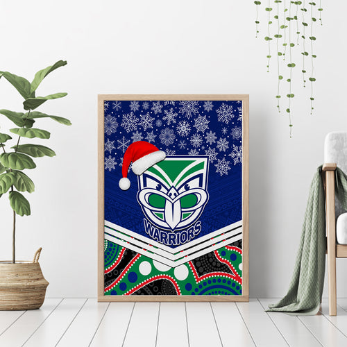 custom-warriors-rugby-christmas-canvas-wall-art-merry-xmas-2023-mix-aboriginal-art