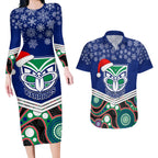 custom-warriors-rugby-christmas-couples-matching-long-sleeve-bodycon-dress-and-hawaiian-shirt-merry-xmas-2023-mix-aboriginal-art