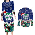 custom-warriors-rugby-christmas-couples-matching-long-sleeve-bodycon-dress-and-long-sleeve-button-shirt-merry-xmas-2023-mix-aboriginal-art
