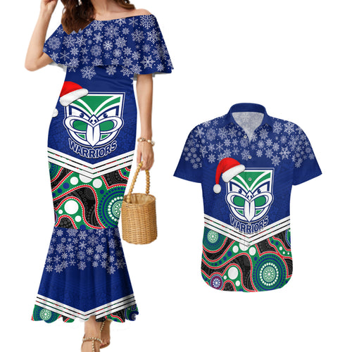 custom-warriors-rugby-christmas-couples-matching-mermaid-dress-and-hawaiian-shirt-merry-xmas-2023-mix-aboriginal-art