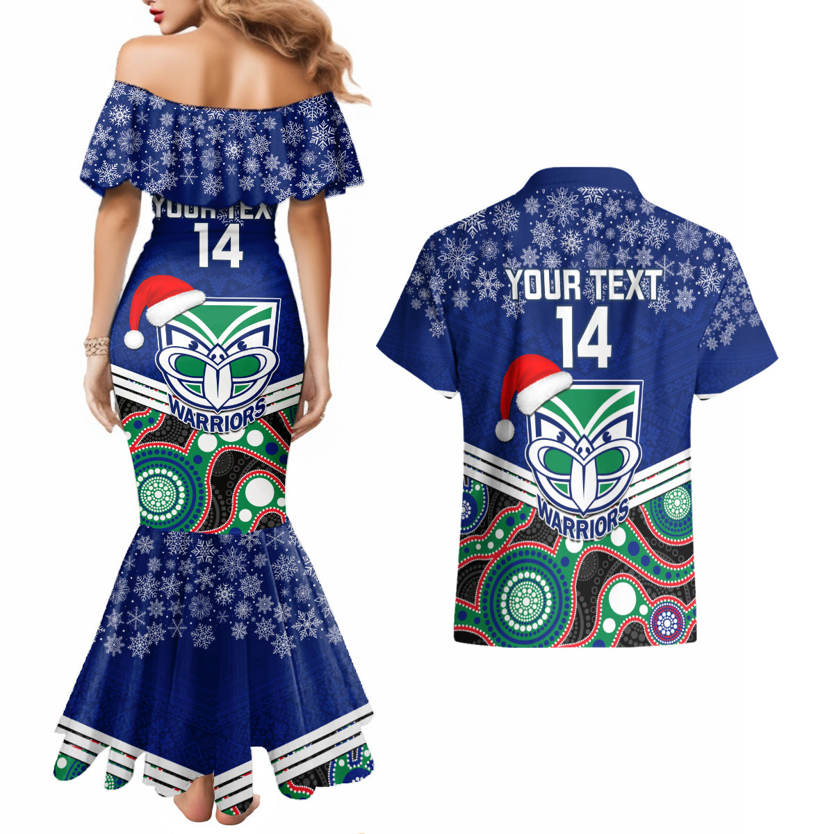 custom-warriors-rugby-christmas-couples-matching-mermaid-dress-and-hawaiian-shirt-merry-xmas-2023-mix-aboriginal-art