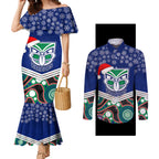 custom-warriors-rugby-christmas-couples-matching-mermaid-dress-and-long-sleeve-button-shirt-merry-xmas-2023-mix-aboriginal-art