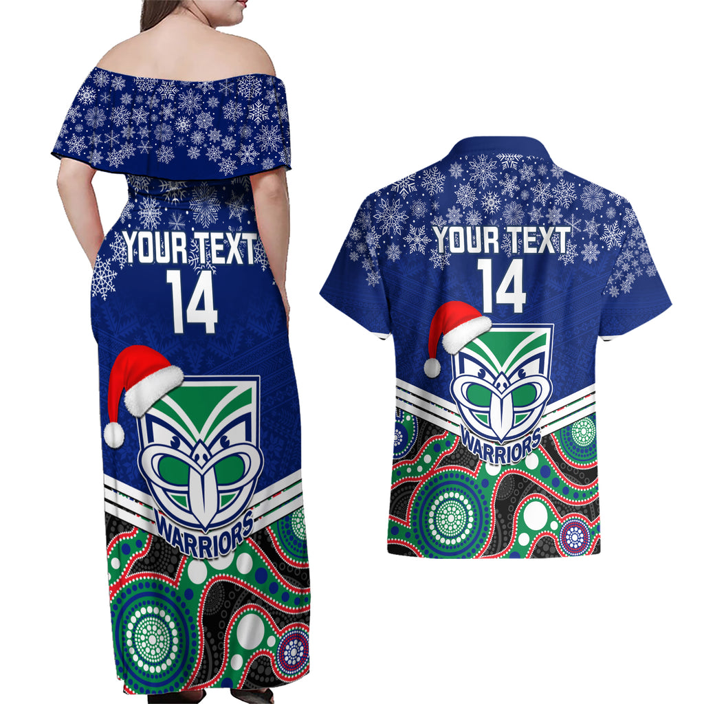 custom-warriors-rugby-christmas-couples-matching-off-shoulder-maxi-dress-and-hawaiian-shirt-merry-xmas-2023-mix-aboriginal-art