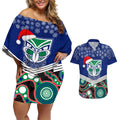 custom-warriors-rugby-christmas-couples-matching-off-shoulder-short-dress-and-hawaiian-shirt-merry-xmas-2023-mix-aboriginal-art