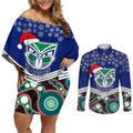 custom-warriors-rugby-christmas-couples-matching-off-shoulder-short-dress-and-long-sleeve-button-shirt-merry-xmas-2023-mix-aboriginal-art