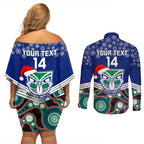 custom-warriors-rugby-christmas-couples-matching-off-shoulder-short-dress-and-long-sleeve-button-shirt-merry-xmas-2023-mix-aboriginal-art