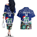 custom-warriors-rugby-christmas-couples-matching-off-the-shoulder-long-sleeve-dress-and-hawaiian-shirt-merry-xmas-2023-mix-aboriginal-art