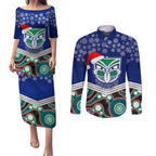 custom-warriors-rugby-christmas-couples-matching-puletasi-dress-and-long-sleeve-button-shirt-merry-xmas-2023-mix-aboriginal-art