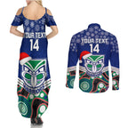 custom-warriors-rugby-christmas-couples-matching-summer-maxi-dress-and-long-sleeve-button-shirt-merry-xmas-2023-mix-aboriginal-art