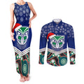 custom-warriors-rugby-christmas-couples-matching-tank-maxi-dress-and-long-sleeve-button-shirt-merry-xmas-2023-mix-aboriginal-art