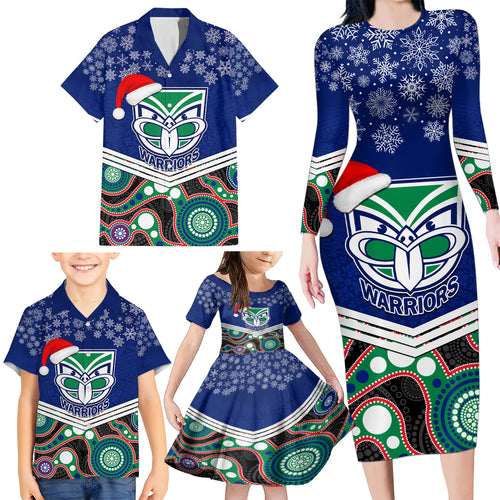 custom-warriors-rugby-christmas-family-matching-long-sleeve-bodycon-dress-and-hawaiian-shirt-merry-xmas-2023-mix-aboriginal-art