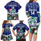 custom-warriors-rugby-christmas-family-matching-long-sleeve-bodycon-dress-and-hawaiian-shirt-merry-xmas-2023-mix-aboriginal-art