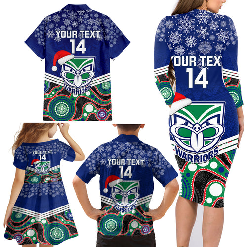 custom-warriors-rugby-christmas-family-matching-long-sleeve-bodycon-dress-and-hawaiian-shirt-merry-xmas-2023-mix-aboriginal-art