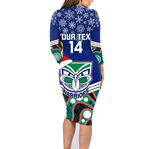 custom-warriors-rugby-christmas-family-matching-long-sleeve-bodycon-dress-and-hawaiian-shirt-merry-xmas-2023-mix-aboriginal-art