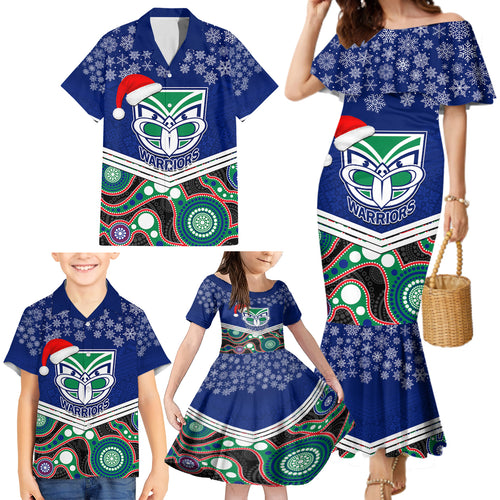 custom-warriors-rugby-christmas-family-matching-mermaid-dress-and-hawaiian-shirt-merry-xmas-2023-mix-aboriginal-art