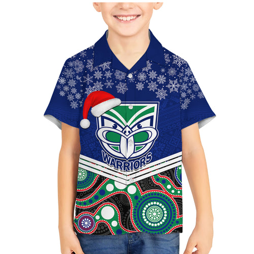 custom-warriors-rugby-christmas-family-matching-mermaid-dress-and-hawaiian-shirt-merry-xmas-2023-mix-aboriginal-art