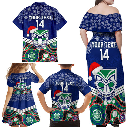 custom-warriors-rugby-christmas-family-matching-off-shoulder-maxi-dress-and-hawaiian-shirt-merry-xmas-2023-mix-aboriginal-art