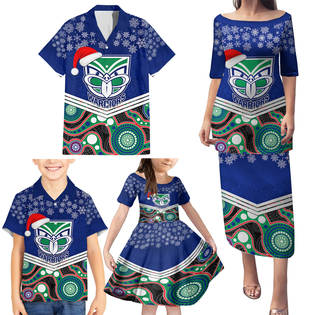 custom-warriors-rugby-christmas-family-matching-puletasi-dress-and-hawaiian-shirt-merry-xmas-2023-mix-aboriginal-art
