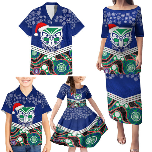custom-warriors-rugby-christmas-family-matching-puletasi-dress-and-hawaiian-shirt-merry-xmas-2023-mix-aboriginal-art