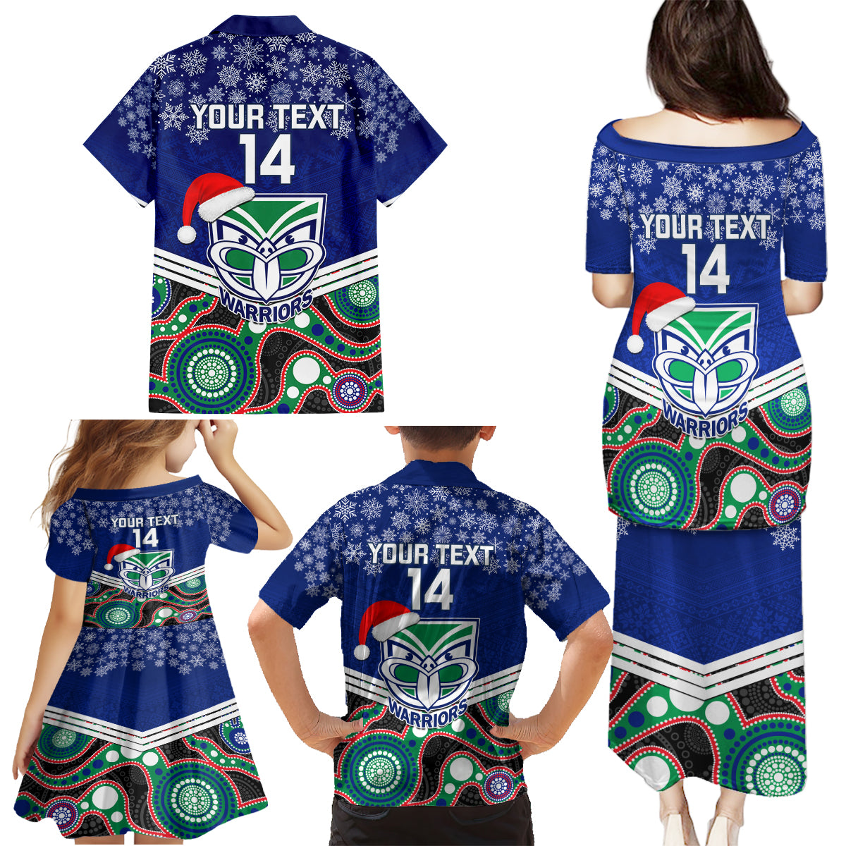 custom-warriors-rugby-christmas-family-matching-puletasi-dress-and-hawaiian-shirt-merry-xmas-2023-mix-aboriginal-art