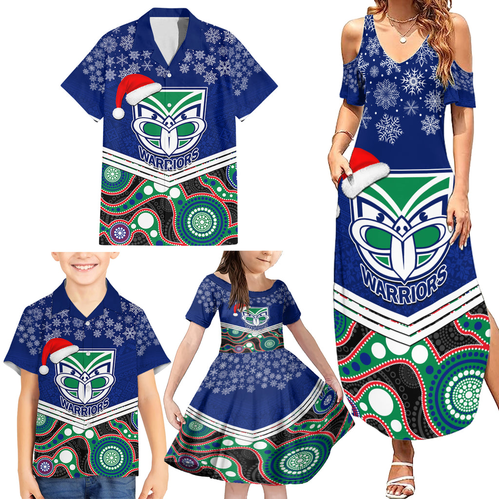 custom-warriors-rugby-christmas-family-matching-summer-maxi-dress-and-hawaiian-shirt-merry-xmas-2023-mix-aboriginal-art