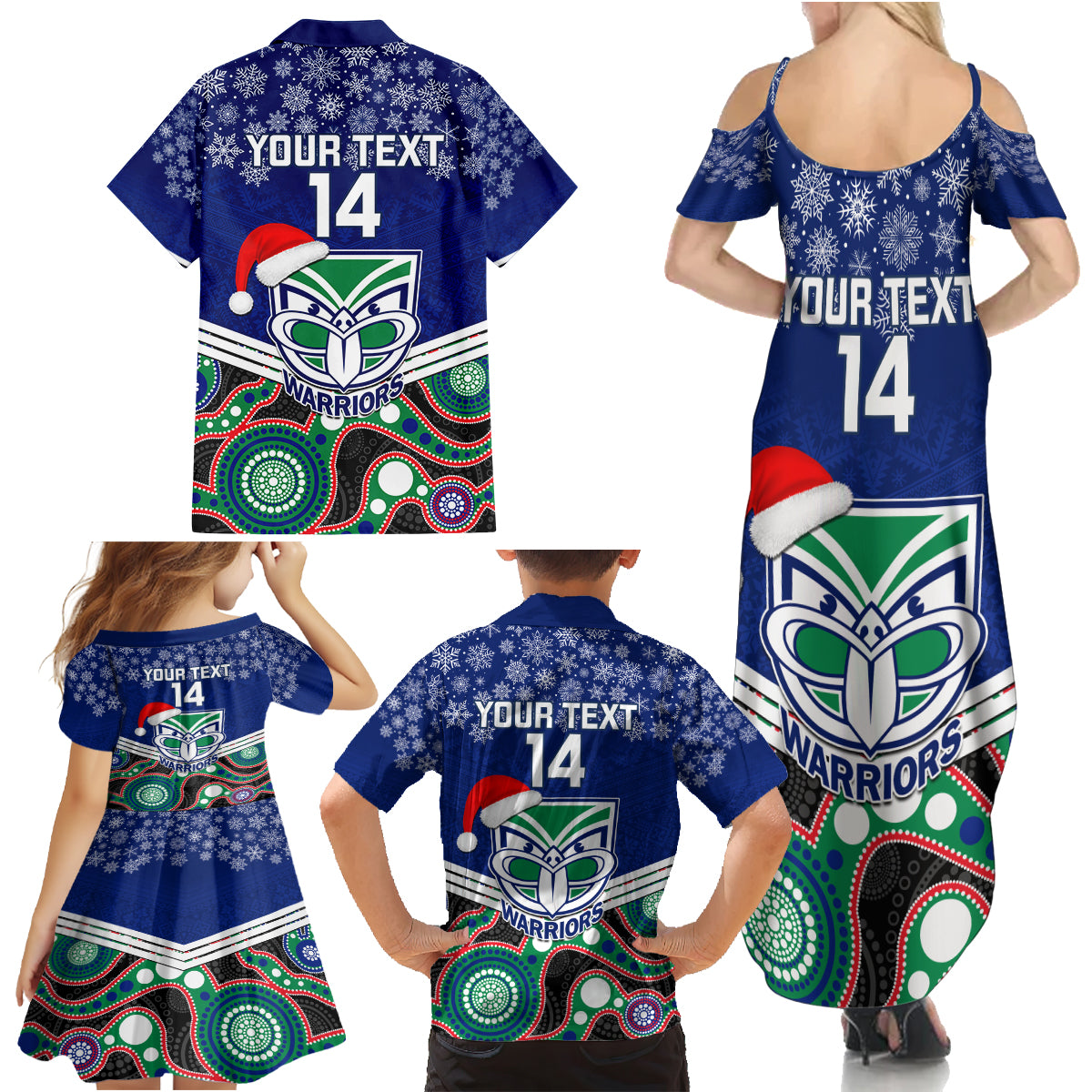 custom-warriors-rugby-christmas-family-matching-summer-maxi-dress-and-hawaiian-shirt-merry-xmas-2023-mix-aboriginal-art