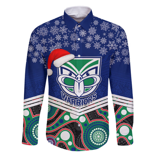 custom-warriors-rugby-christmas-family-matching-summer-maxi-dress-and-hawaiian-shirt-merry-xmas-2023-mix-aboriginal-art