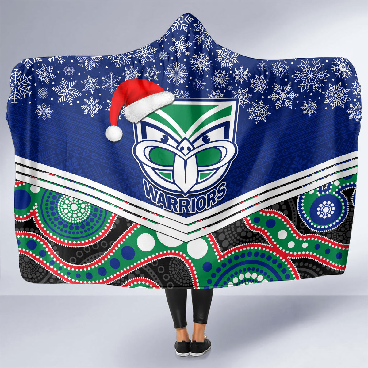 custom-warriors-rugby-christmas-hooded-blanket-merry-xmas-2023-mix-aboriginal-art