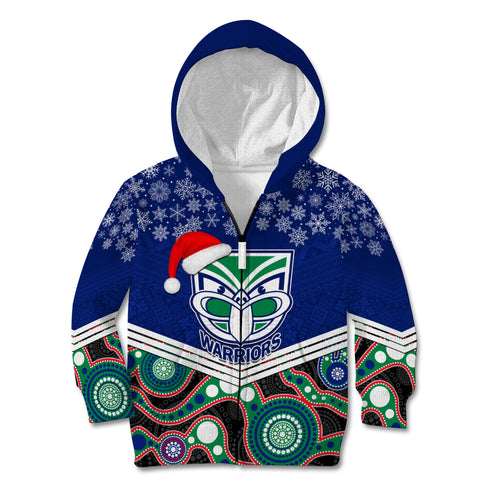custom-warriors-rugby-christmas-kid-hoodie-merry-xmas-2023-mix-aboriginal-art