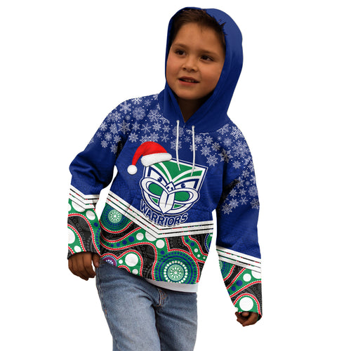 custom-warriors-rugby-christmas-kid-hoodie-merry-xmas-2023-mix-aboriginal-art