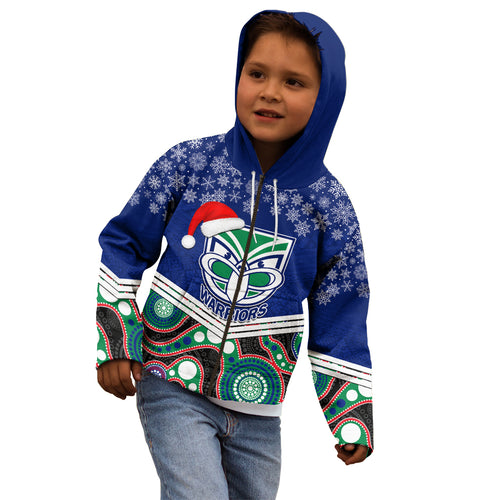 custom-warriors-rugby-christmas-kid-hoodie-merry-xmas-2023-mix-aboriginal-art