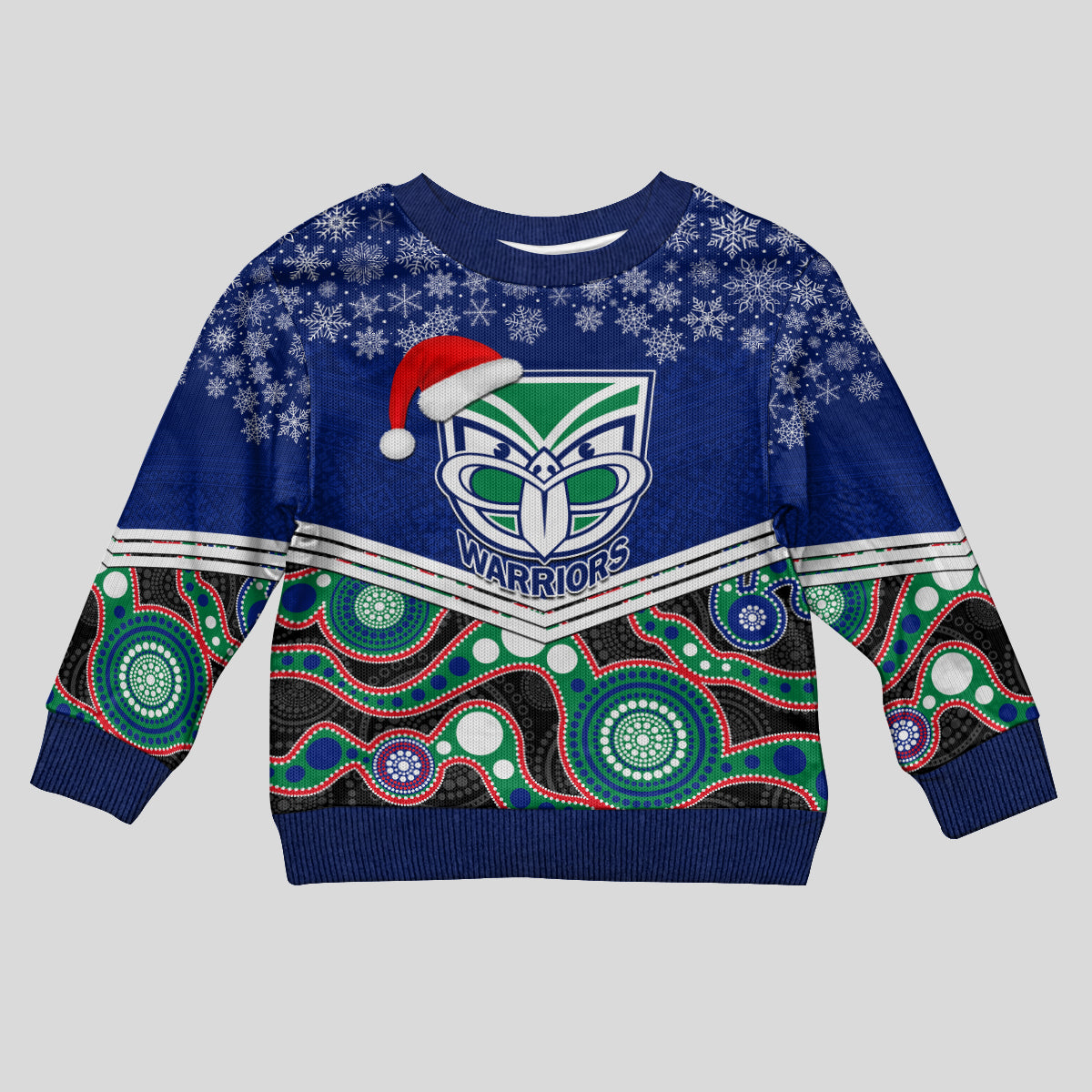custom-warriors-rugby-christmas-kid-ugly-christmas-sweater-merry-xmas-2023-mix-aboriginal-art
