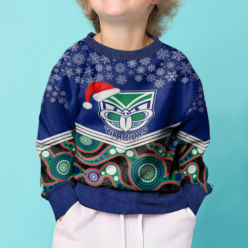 custom-warriors-rugby-christmas-kid-ugly-christmas-sweater-merry-xmas-2023-mix-aboriginal-art