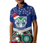 custom-warriors-rugby-christmas-kid-polo-shirt-merry-xmas-2023-mix-aboriginal-art