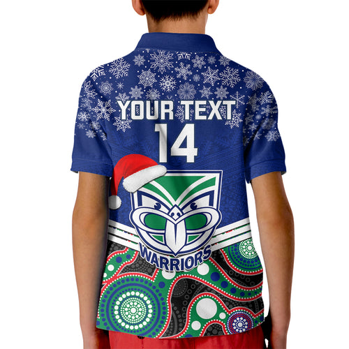 custom-warriors-rugby-christmas-kid-polo-shirt-merry-xmas-2023-mix-aboriginal-art