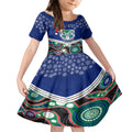 custom-warriors-rugby-christmas-kid-short-sleeve-dress-merry-xmas-2023-mix-aboriginal-art