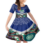 custom-warriors-rugby-christmas-kid-short-sleeve-dress-merry-xmas-2023-mix-aboriginal-art