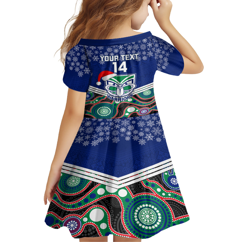 custom-warriors-rugby-christmas-kid-short-sleeve-dress-merry-xmas-2023-mix-aboriginal-art