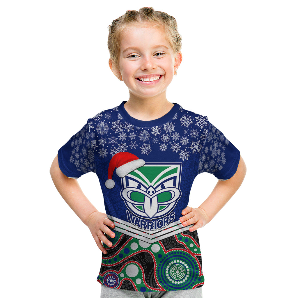 custom-warriors-rugby-christmas-kid-t-shirt-merry-xmas-2023-mix-aboriginal-art