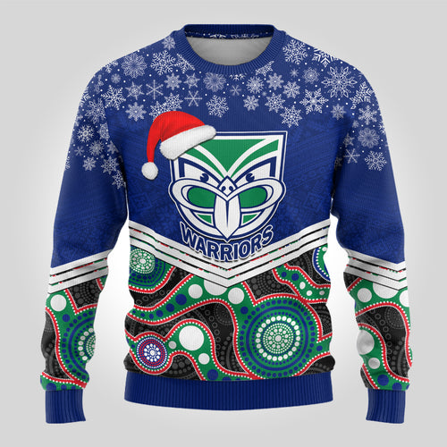 custom-warriors-rugby-christmas-ugly-christmas-sweater-merry-xmas-2023-mix-aboriginal-art