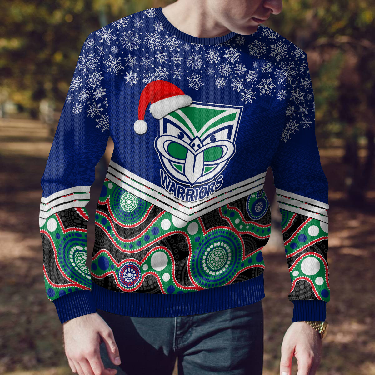 custom-warriors-rugby-christmas-ugly-christmas-sweater-merry-xmas-2023-mix-aboriginal-art