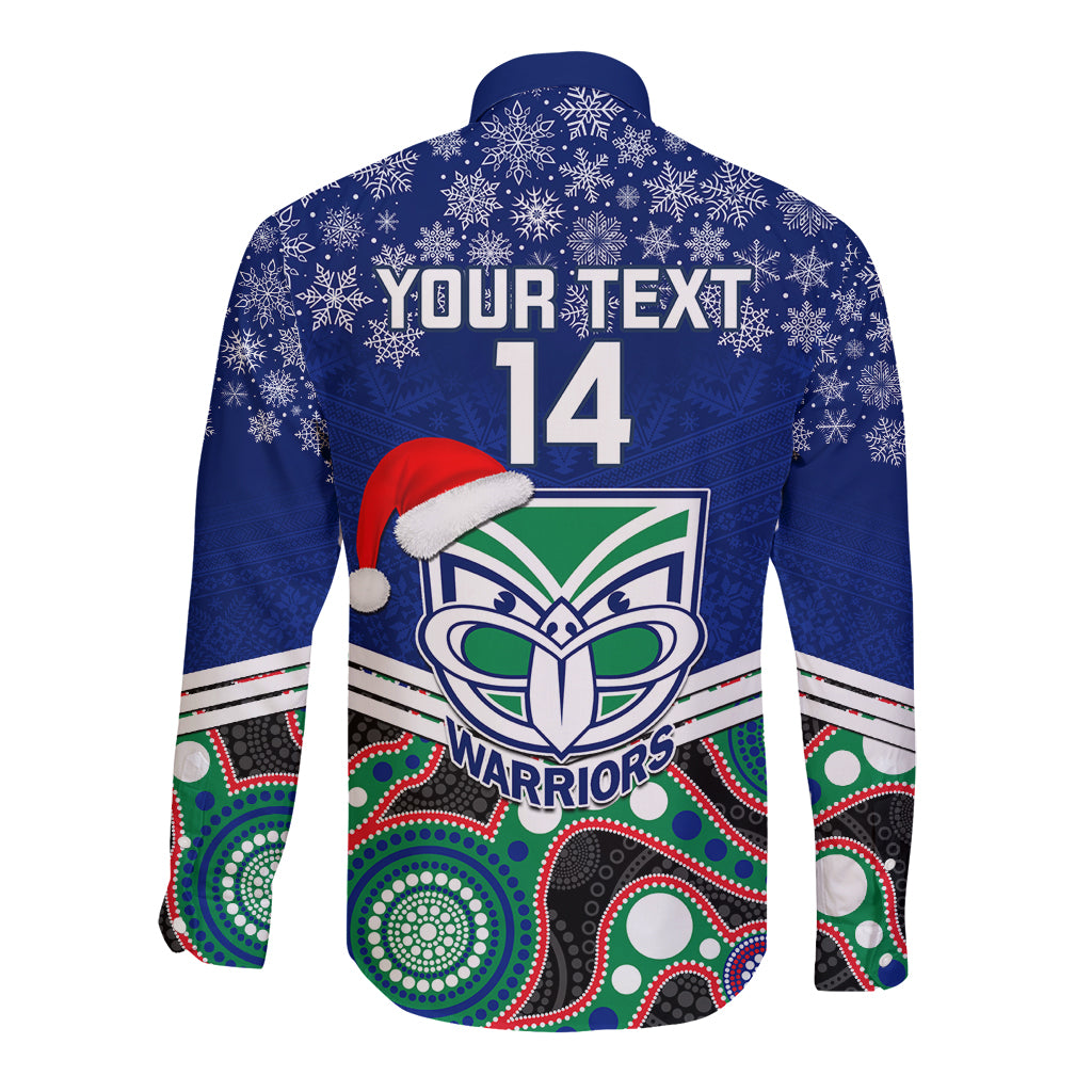 custom-warriors-rugby-christmas-long-sleeve-button-shirt-merry-xmas-2023-mix-aboriginal-art